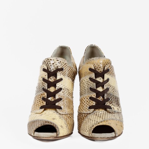 Dolce & Gabbana Alligator Peep-Toe Lace-Ups - Picture 2 of 10